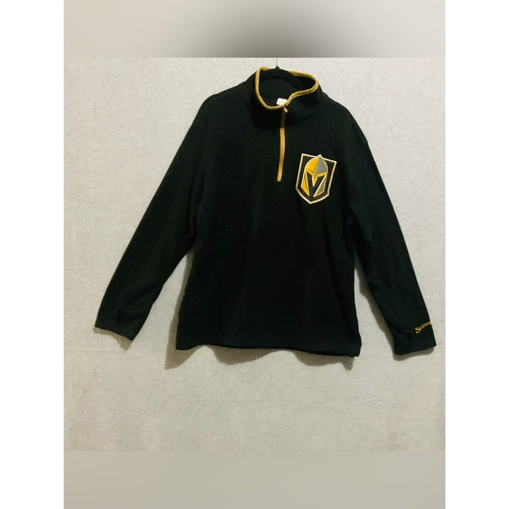 VEGAS GOLDEN KNIGHTS NHL Fleece 1/4 Zip Pullover L Black Gold Station Casinos